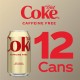 Diet Coke Caffeine Free Soda Pop, 12 fl oz, 12 Pack Cans