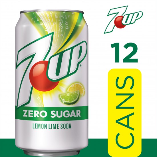 7UP Zero Sugar Lemon Lime Soda, 12 fl oz cans, 12 pack