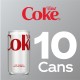 Diet Coke Mini Soda Pop Soft Drink, 7.5 fl oz, 10 Pack Cans