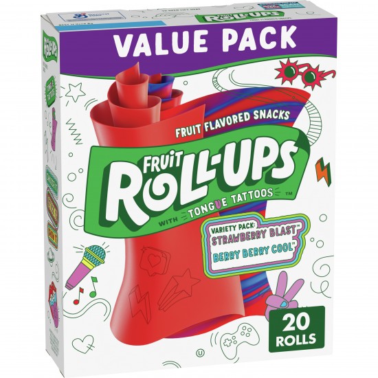 Fruit Roll-Ups Fruit Flavored Snacks, Strawberry Sensation, 0.5 oz, 10 ct