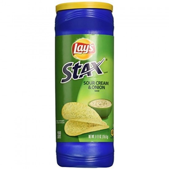 BCL Lay's Stax (6), Sour Cream & Onion, 5.5-Ounce Containers for Snacks and Appetizer & CUSTOM Storage Carrier