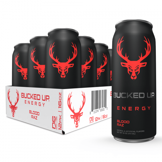 Bucked Up Energy Drink, Blood Raz, 12 Cans, 16 fl oz, 300mg Caffeine