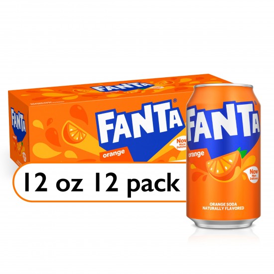 Fanta Orange Fruit Soda Pop, 12 fl oz, 12 Pack Cans