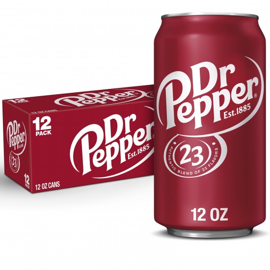 Dr Pepper Soda, 12 fl oz cans, 12 pack