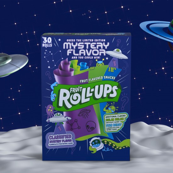 Fruit Roll-Ups Fruit Flavored Snacks, Mystery Flavor, Solar Melon, and Star Berry, 30 ct