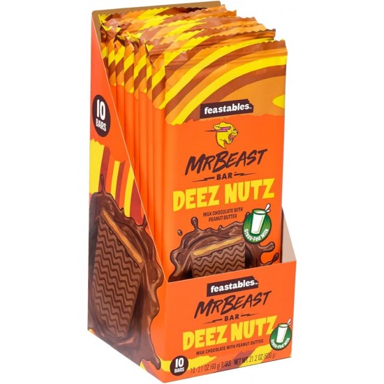 Mr. Beast Feastables Deez Nutz Bar 60g - Box of 10