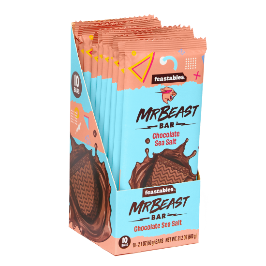 Mr. Beast Feastables Chocolate Sea Salt Bar 60g - Box of 10