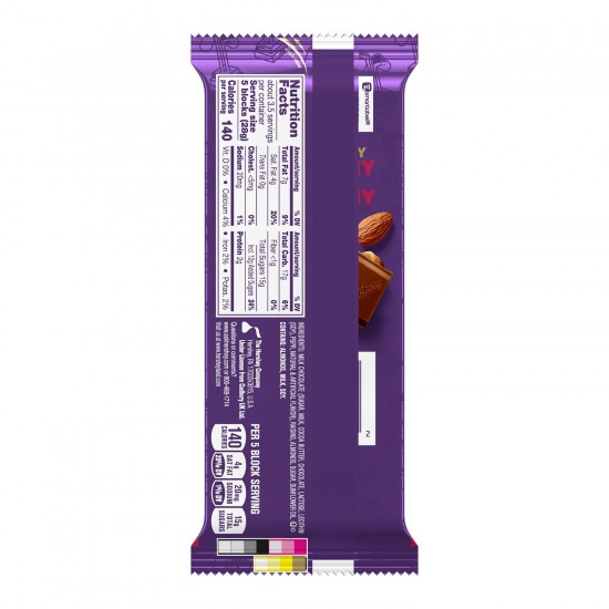 CADBURY, DAIRY MILK Milk Chocolate Fruit & Nut Candy, Individually Wrapped, 3.5 oz, Bar