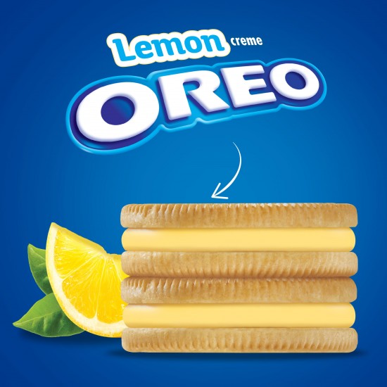 OREO Lemon Creme Sandwich Cookies, Family Size, 18.71 oz