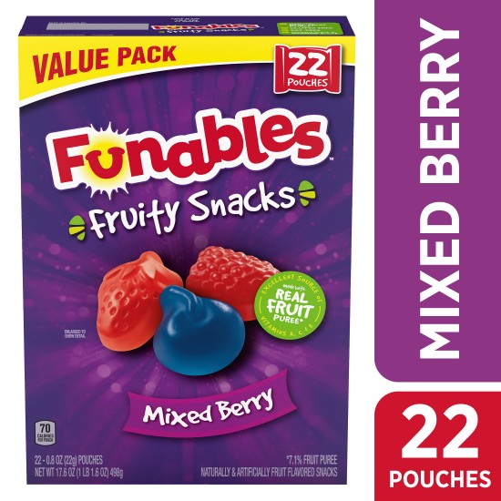 Funables Fruity Snacks Mixed Berry Fruit Snacks, 17.6 oz, 22 Count