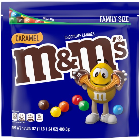 M&M's Caramel Milk Chocolate Candy, Family Size- 17.24 oz Bag