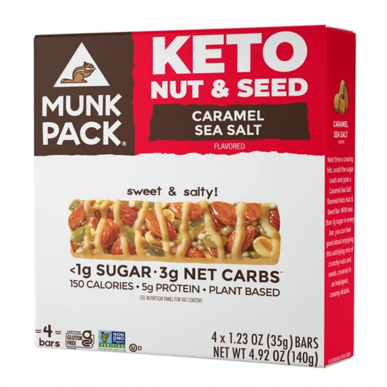 Munk Pack Keto Nut and Seed Bar, Caramel Sea Salt, 4 Ct