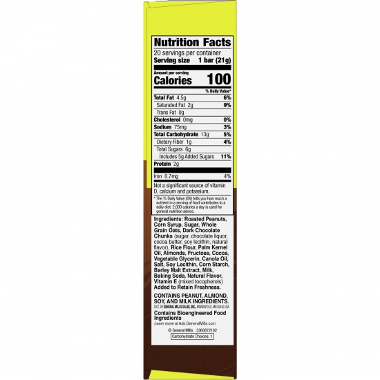 Nature Valley Mini Granola Bars, Dark Chocolate Peanut Almond, 20 ct