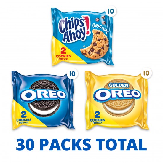 Nabisco Sweet Treats Cookie Variety Pack OREO, OREO Golden & CHIPS AHOY!, 30 Snack Packs