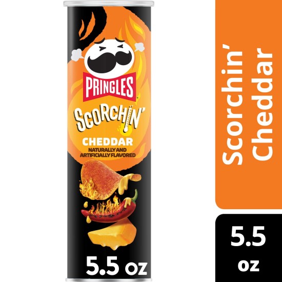 Pringles Scorchin' Cheddar Potato Crisps Chips, 5.5 oz