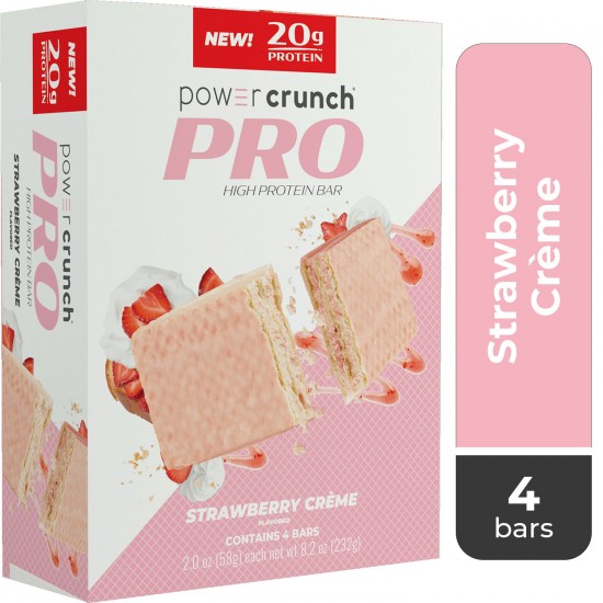 Power Crunch PRO Strawberry Cream High Protein Bar, 20g Protein, 2 oz, 4 Ct