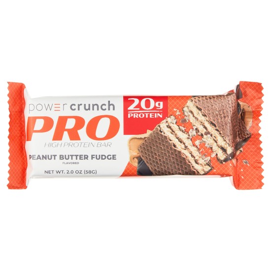 Power Crunch PRO Peanut Butter Fudge High Protein Bar, 20g Protein, 2 oz, 4 Ct