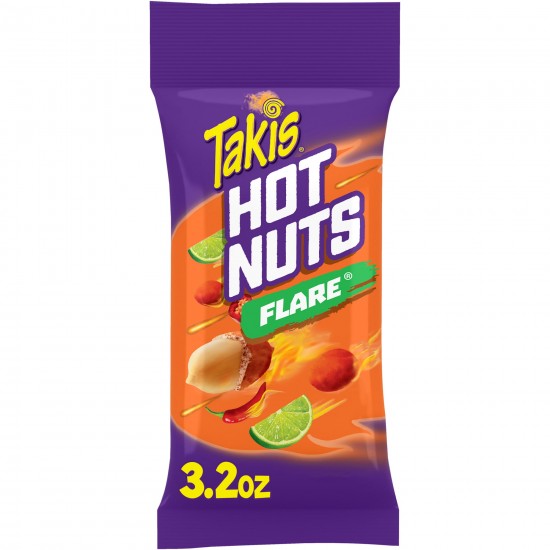 Takis Hot Nuts Fuego Double Crunch Peanuts, Hot Chili Pepper and Lime Artificially Flavored Peanuts, 3.2 Ounce Bag