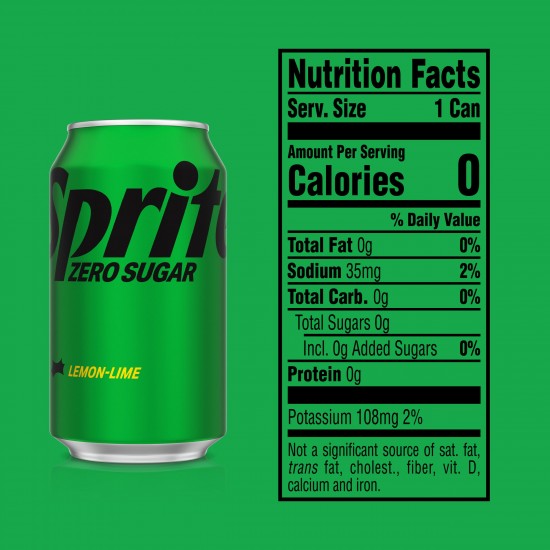 Sprite Zero Sugar Lemon Lime Soda Pop, 12 Fl Oz, 12 Pack Cans