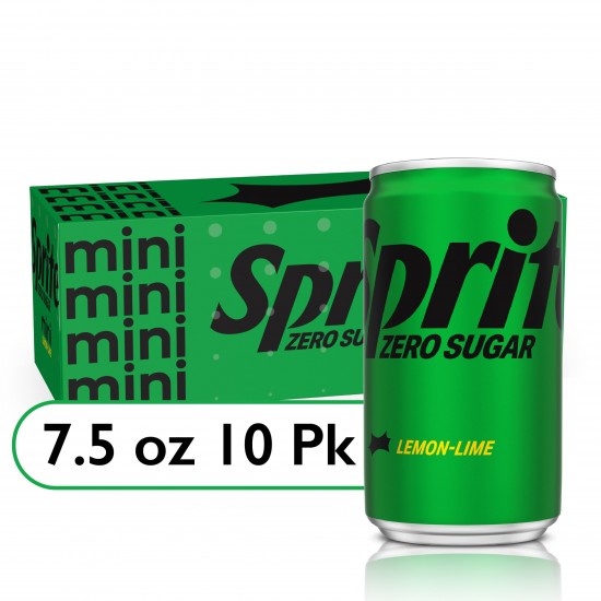 Sprite Diet Zero Sugar Lemon Lime Mini Soda Pop Soft Drink, 7.5 fl oz, 10 Pack Cans