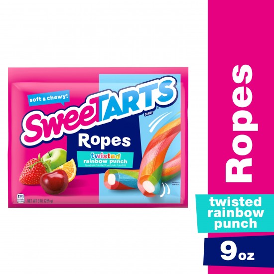 SweeTARTs Soft & Chewy Ropes Twisted Rainbow Punch Candy Bag, 9 oz